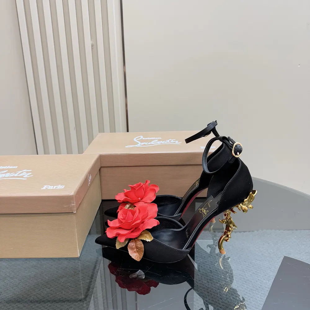 Christian Louboutin Women Bellarose 100 mm Strappy Pumps Crepe Satin-Black - image 7