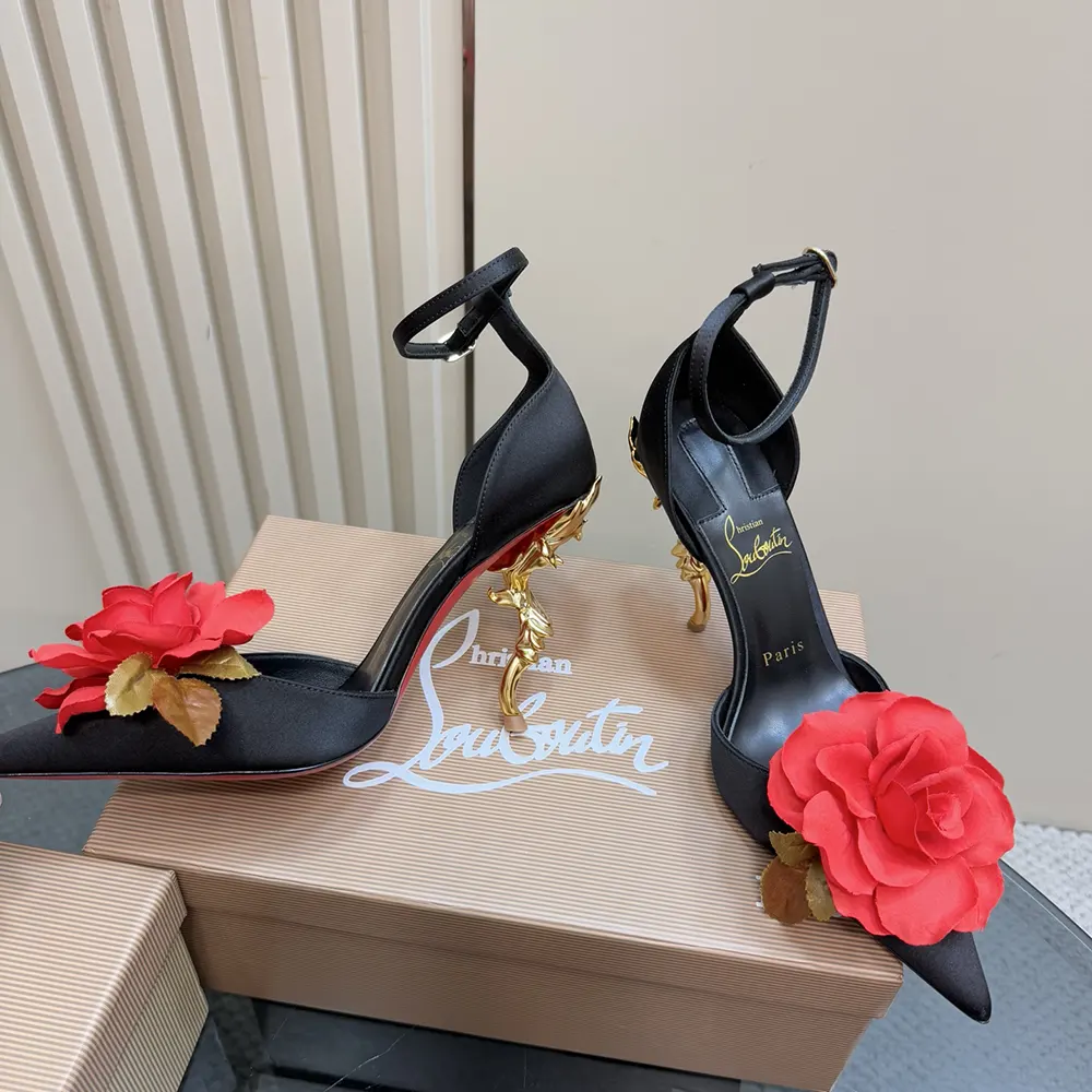 Christian Louboutin Women Bellarose 100 mm Strappy Pumps Crepe Satin-Black - image 4