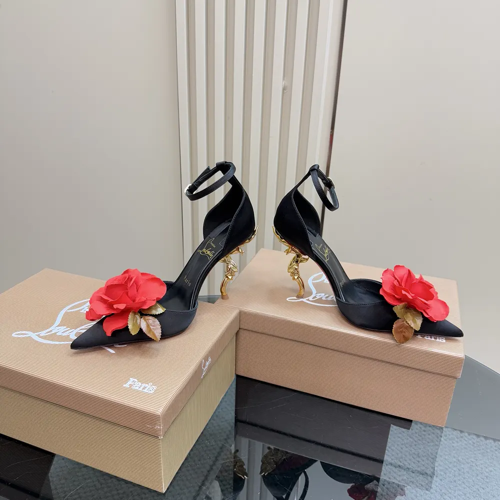 Christian Louboutin Women Bellarose 100 mm Strappy Pumps Crepe Satin-Black - image 5