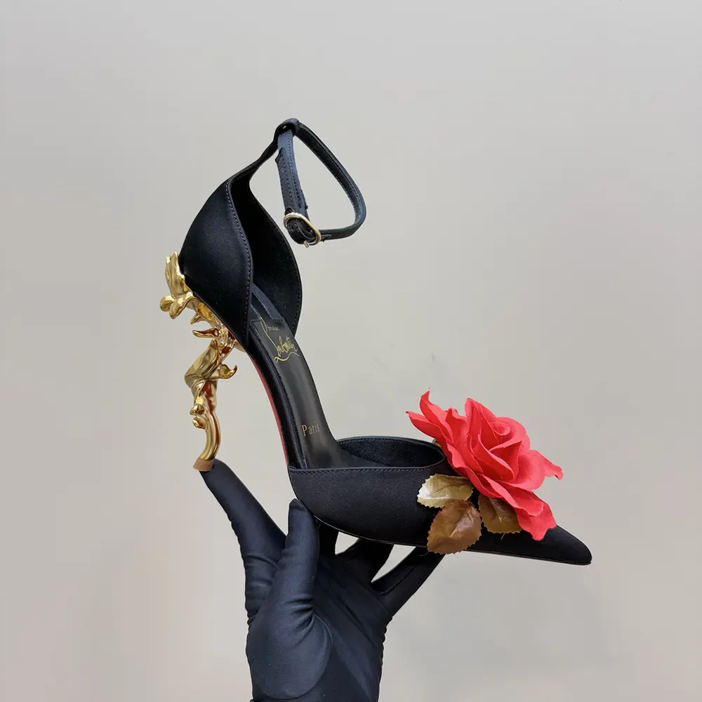 Christian Louboutin Women Bellarose 100 mm Strappy Pumps Crepe Satin-Black - image 8