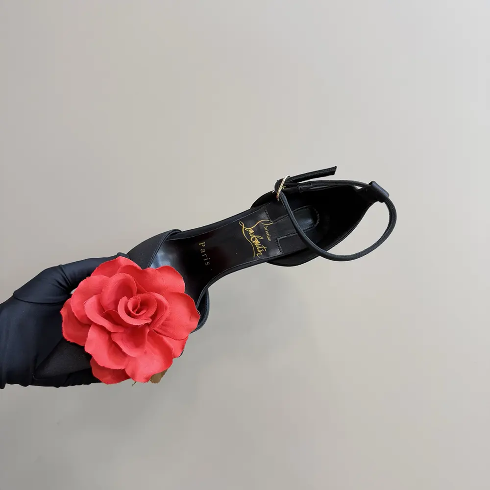 Christian Louboutin Women Bellarose 100 mm Strappy Pumps Crepe Satin-Black - image 9
