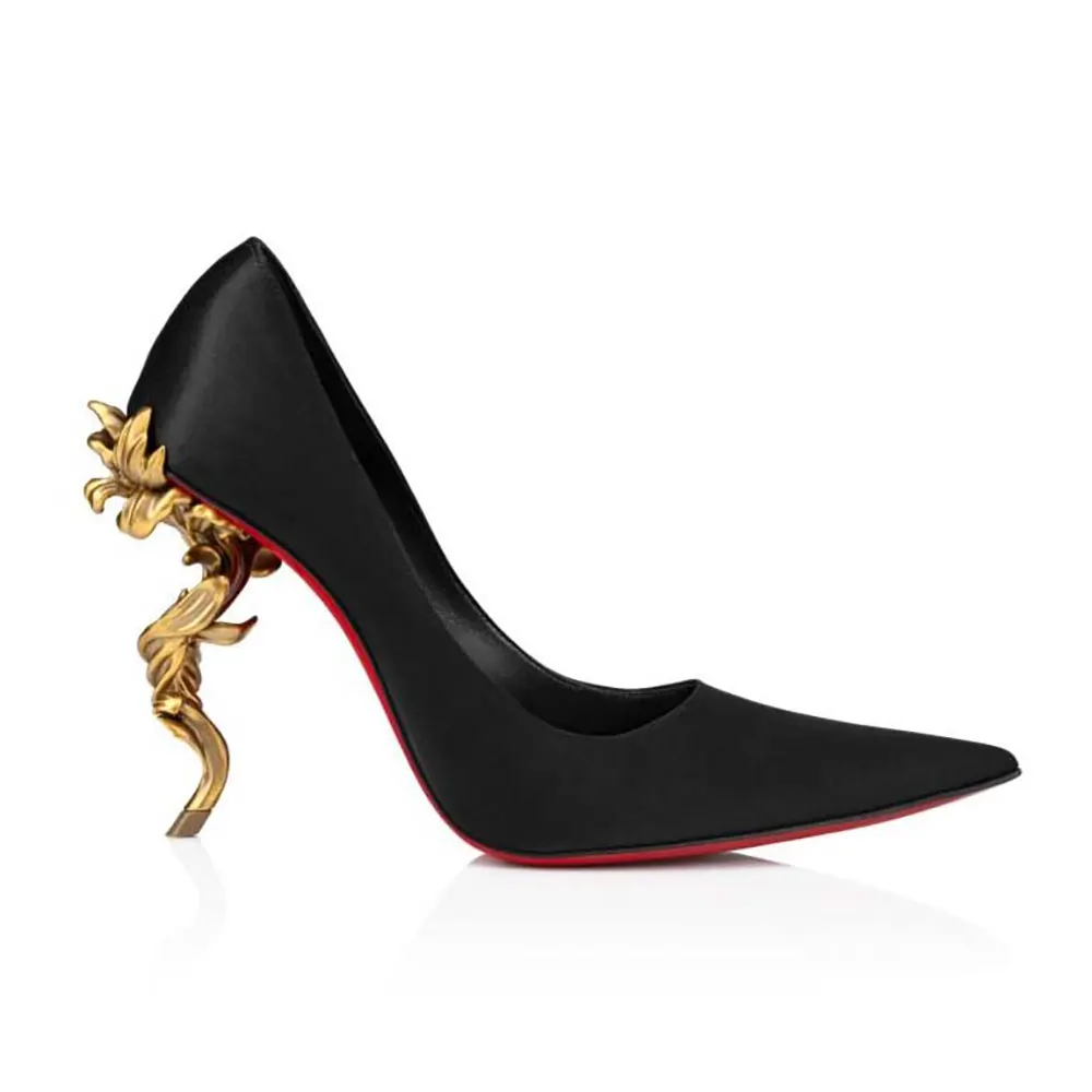 Side view of Christian Louboutin Women Belle Pump 100 mm Pumps Crepe Satin-Black