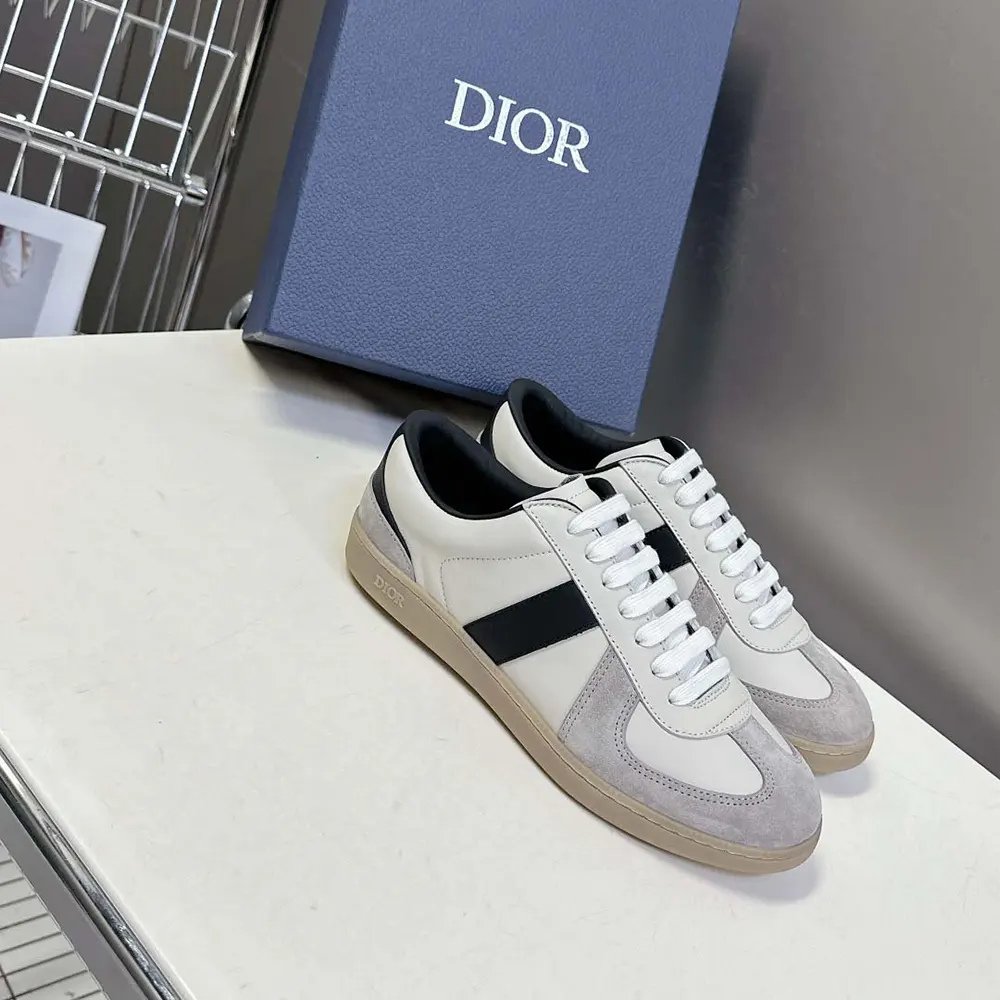 Top angle showing laces and signature Dior branding on Dior Men B01 Matchpoint Sneaker