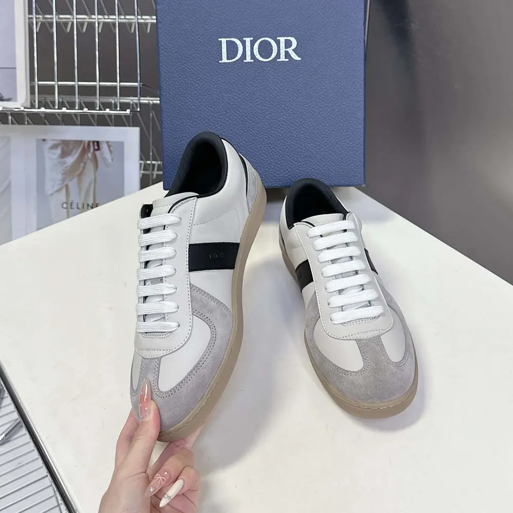 Dior Men B01 Matchpoint Sneaker Black and White Smooth Calfskin with Gray Suede - image 4