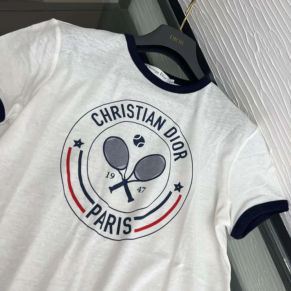 Side profile showing relaxed fit of Dior Women Vibe T-Shirt White