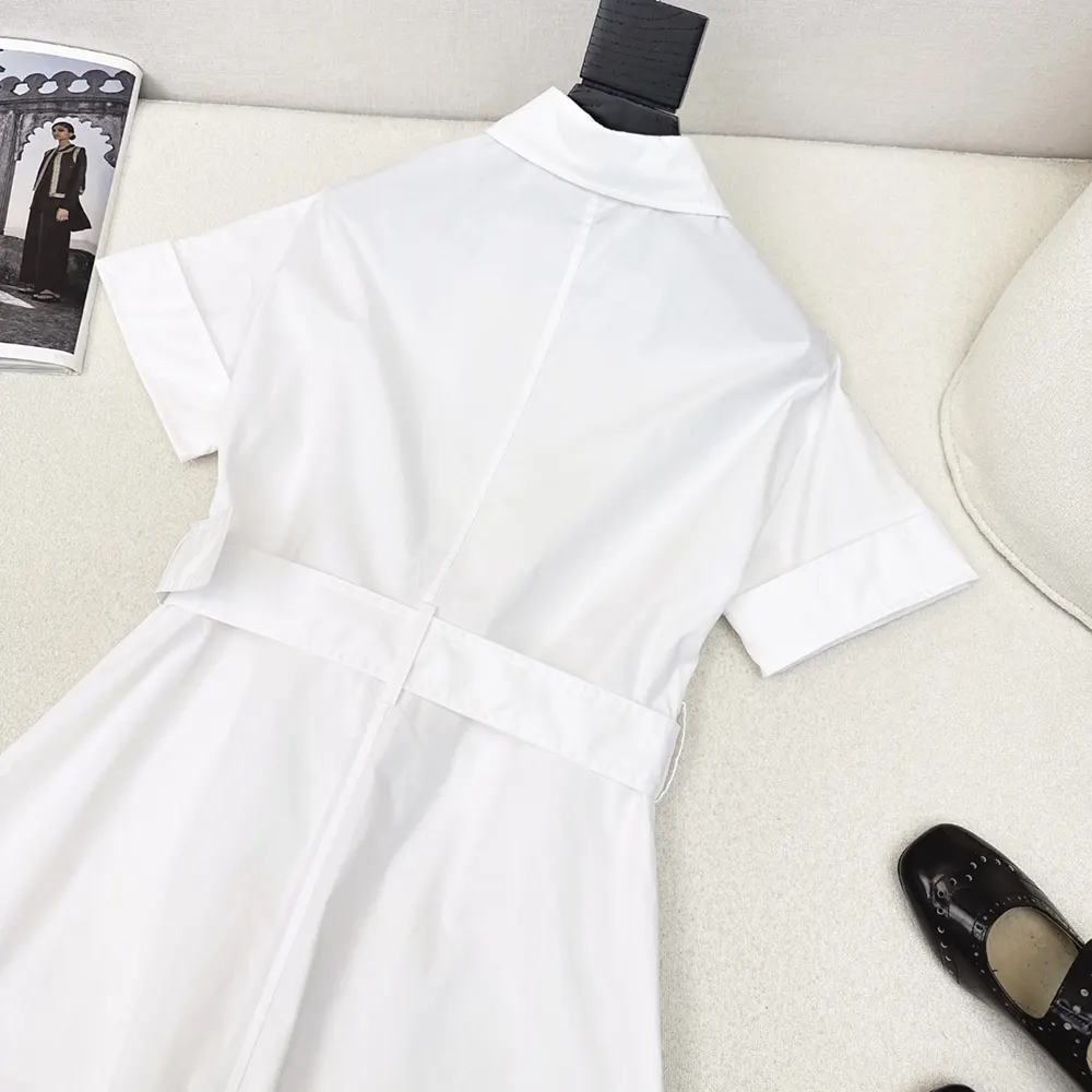 Dior Women Belted Shirtdress Ecru Cotton and Silk Poplin - image 6