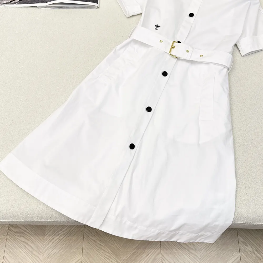 Dior Women Belted Shirtdress Ecru Cotton and Silk Poplin - image 7