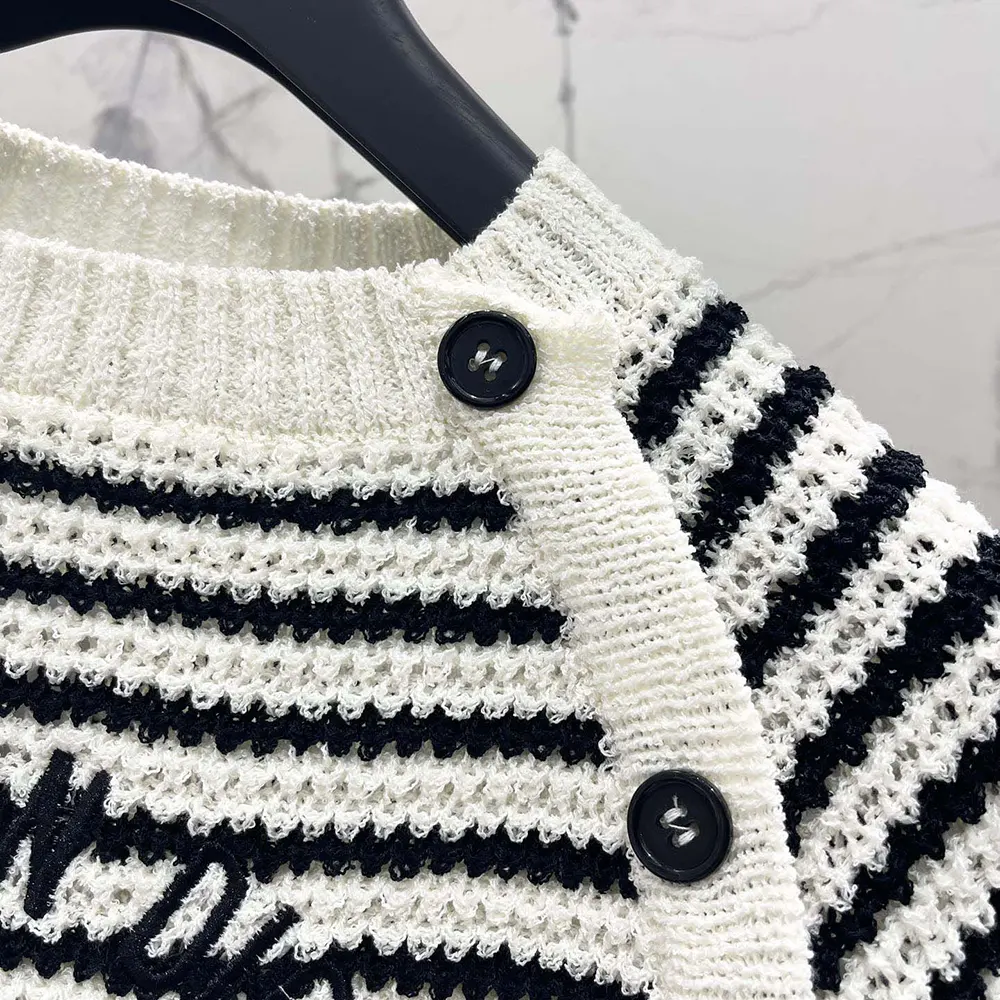 Dior Women Marinière Short-Sleeved Sweater White and Navy Blue Cotton and Silk Knit - image 9