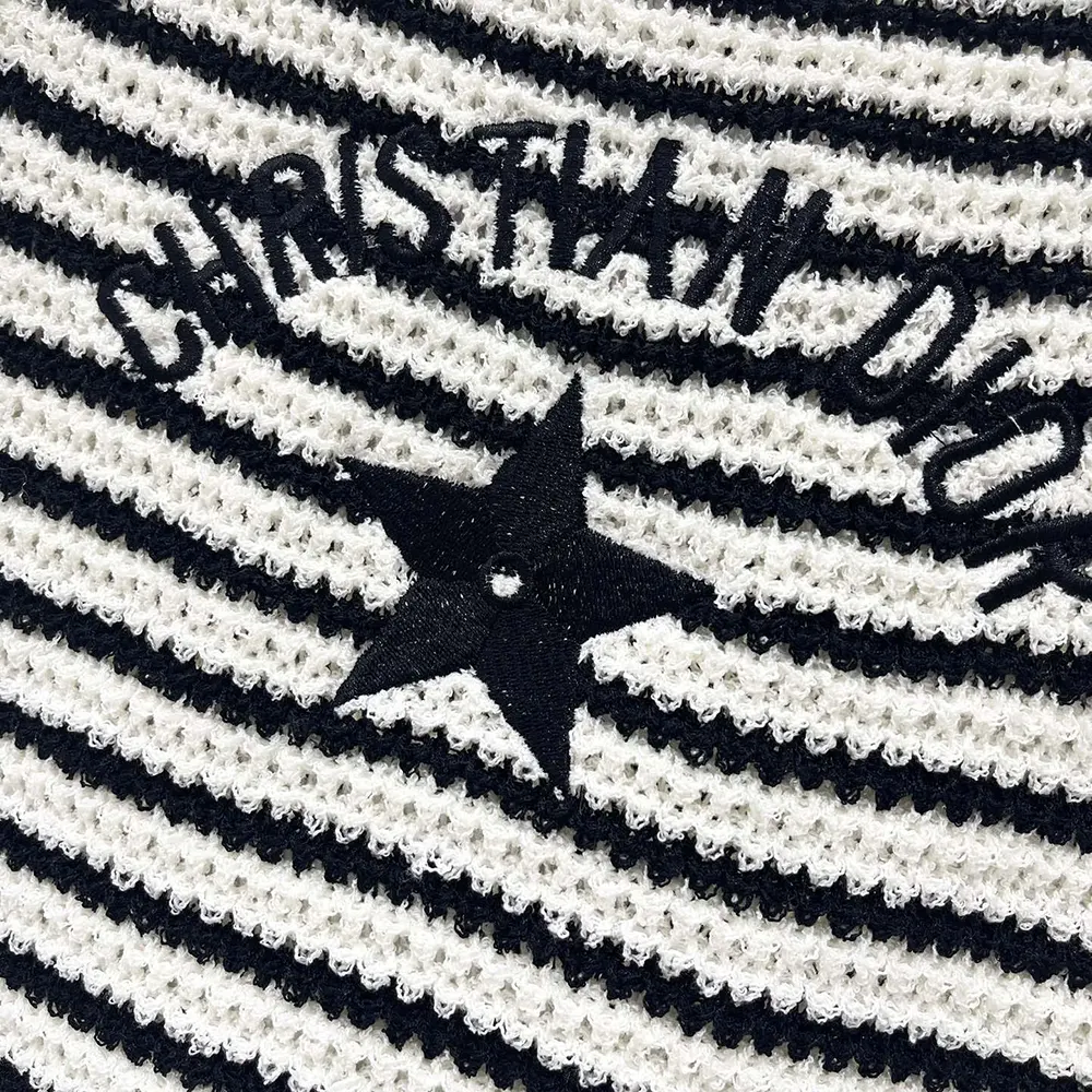 Dior Women Marinière Short-Sleeved Sweater White and Navy Blue Cotton and Silk Knit - image 8
