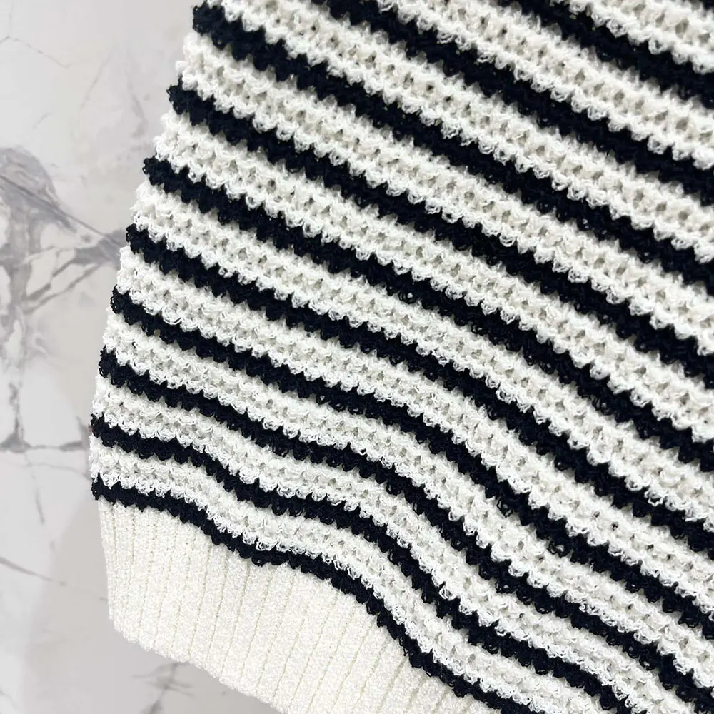 Dior Women Marinière Short-Sleeved Sweater White and Navy Blue Cotton and Silk Knit - image 7