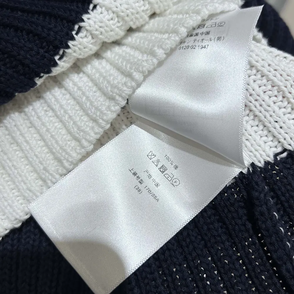 Dior Women Marinière Sweater White and Navy Blue Ribbed Cotton Knit - image 7