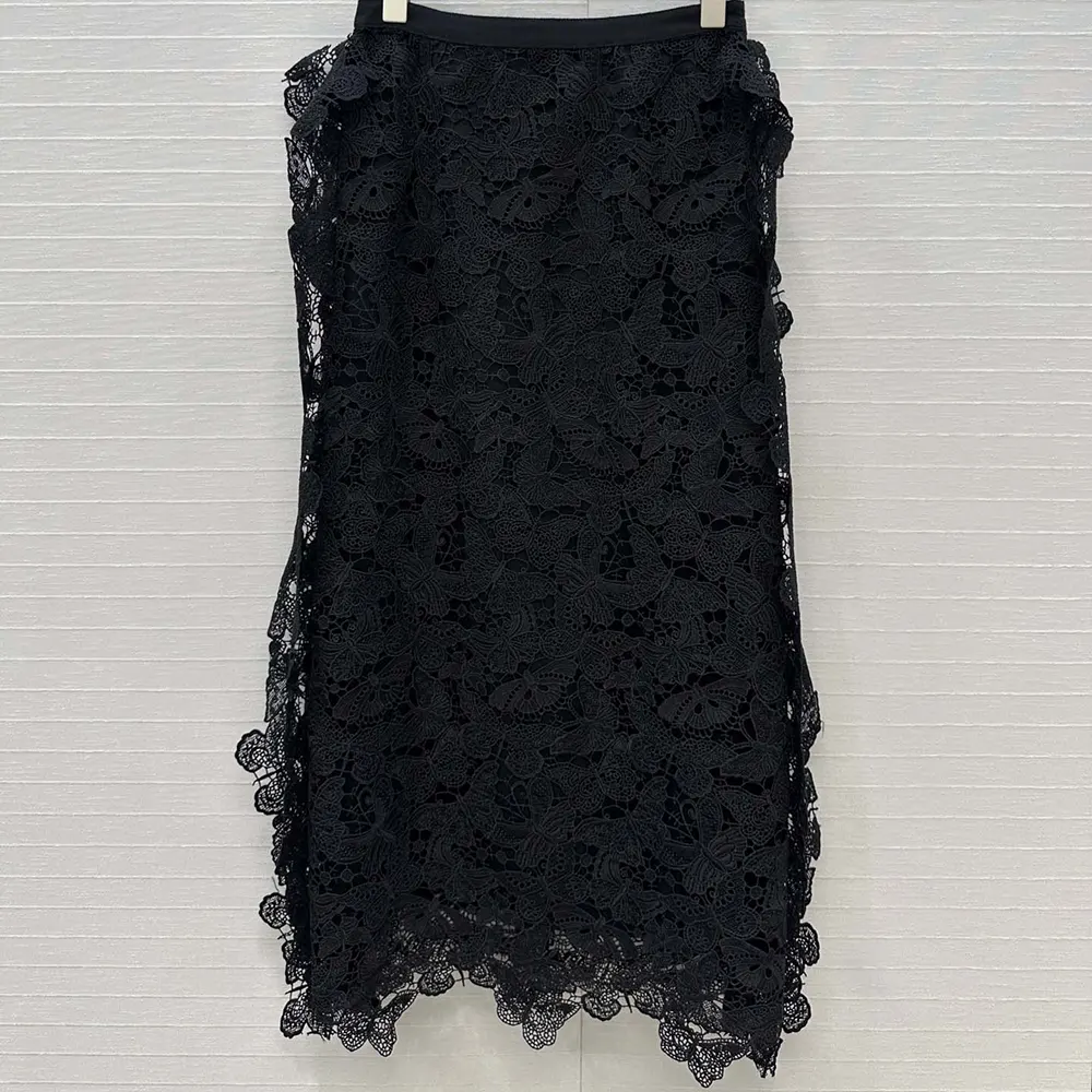 Side angle showing silhouette and invisible zipper of Dior Women Mid-Length Skirt