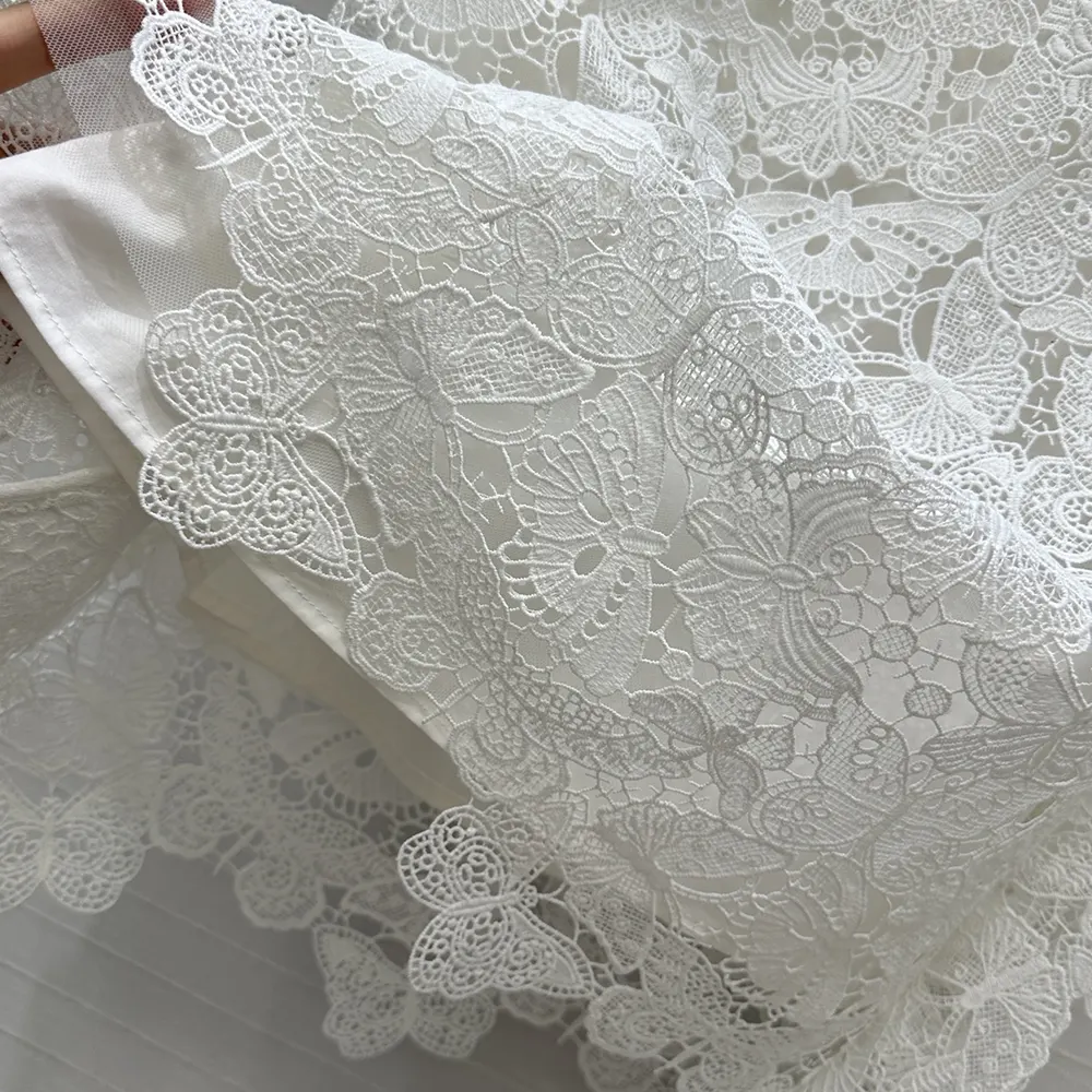 Dior Women Mid-Length Skirt Ecru Cotton-Blend Lace with Allover Butterfly Motif - image 8