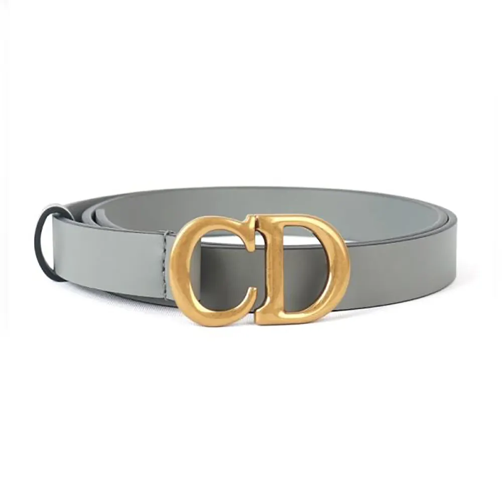 Front view of Dior Women Saddle Belt Gray Ultrasoft Calfskin 20 MM
