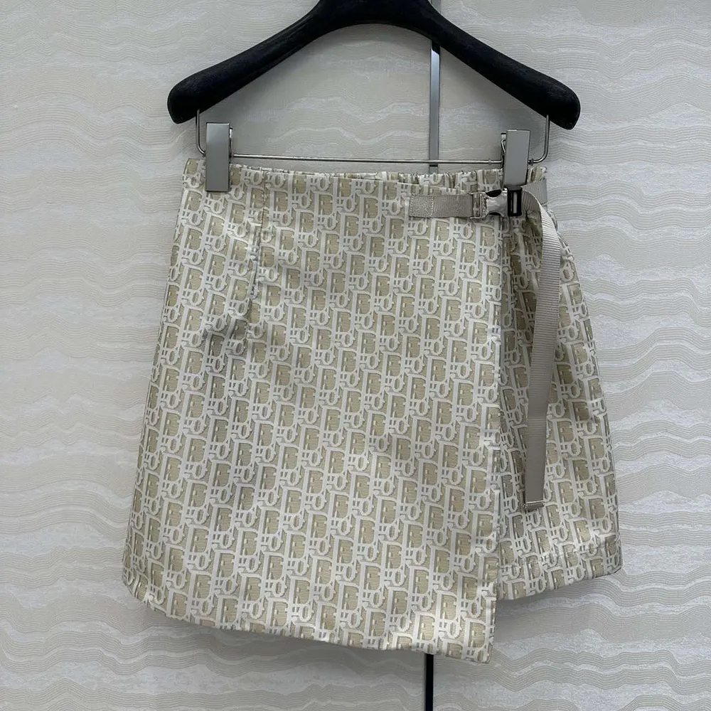 Close-up of Dior Oblique motif on Dior Women Skort beige fabric