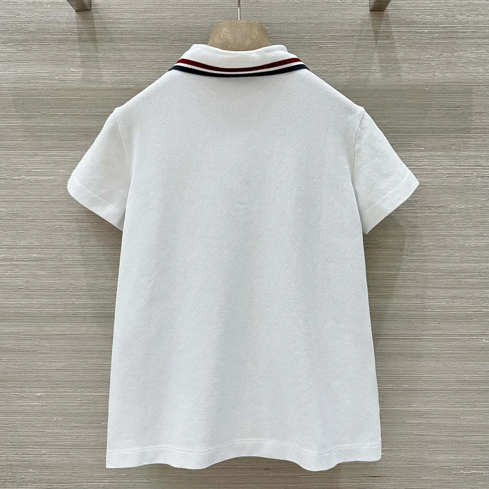 Dior Women Vibe Polo Shirt White Cotton-Blend Jersey with Three-Tone Signature - image 7