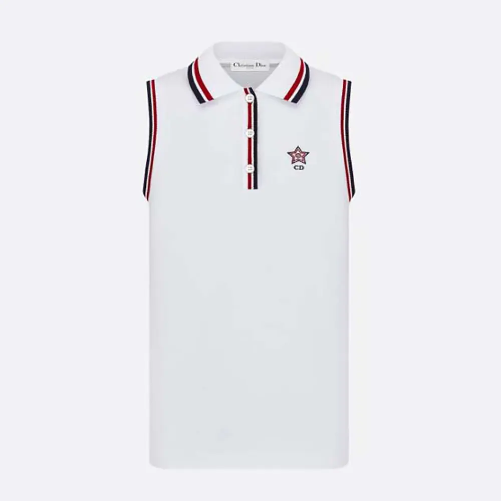 Front view of Dior Women Vibe Tank Top White Cotton-Blend Jersey