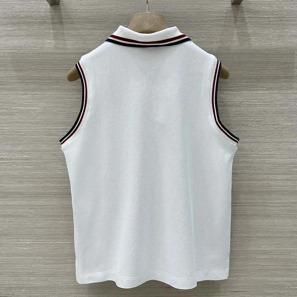 Side angle showcasing fit of Dior Women Vibe Tank Top White jersey