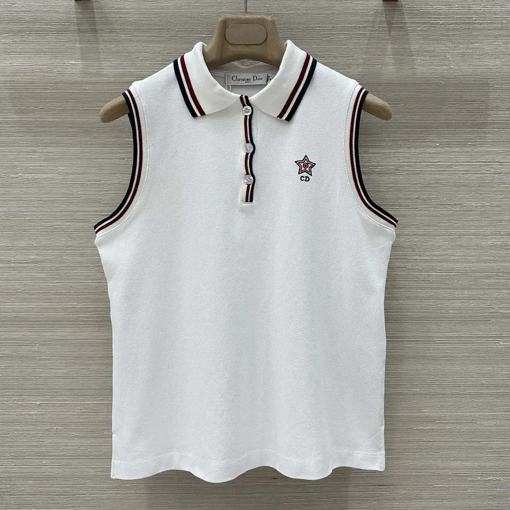 Close-up of three-tone signature detail on Dior Women Vibe Tank Top