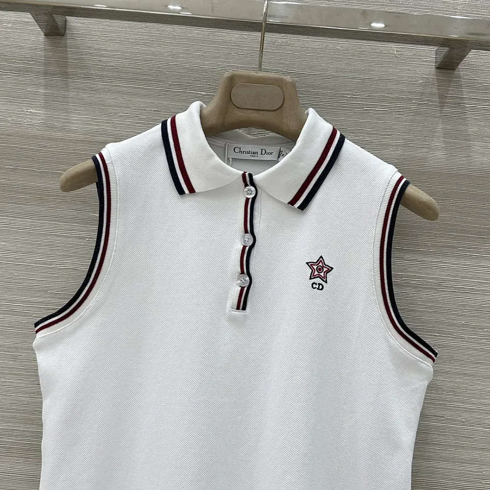 Dior Women Vibe Tank Top White Cotton-Blend Jersey with Three-Tone Signature - image 4