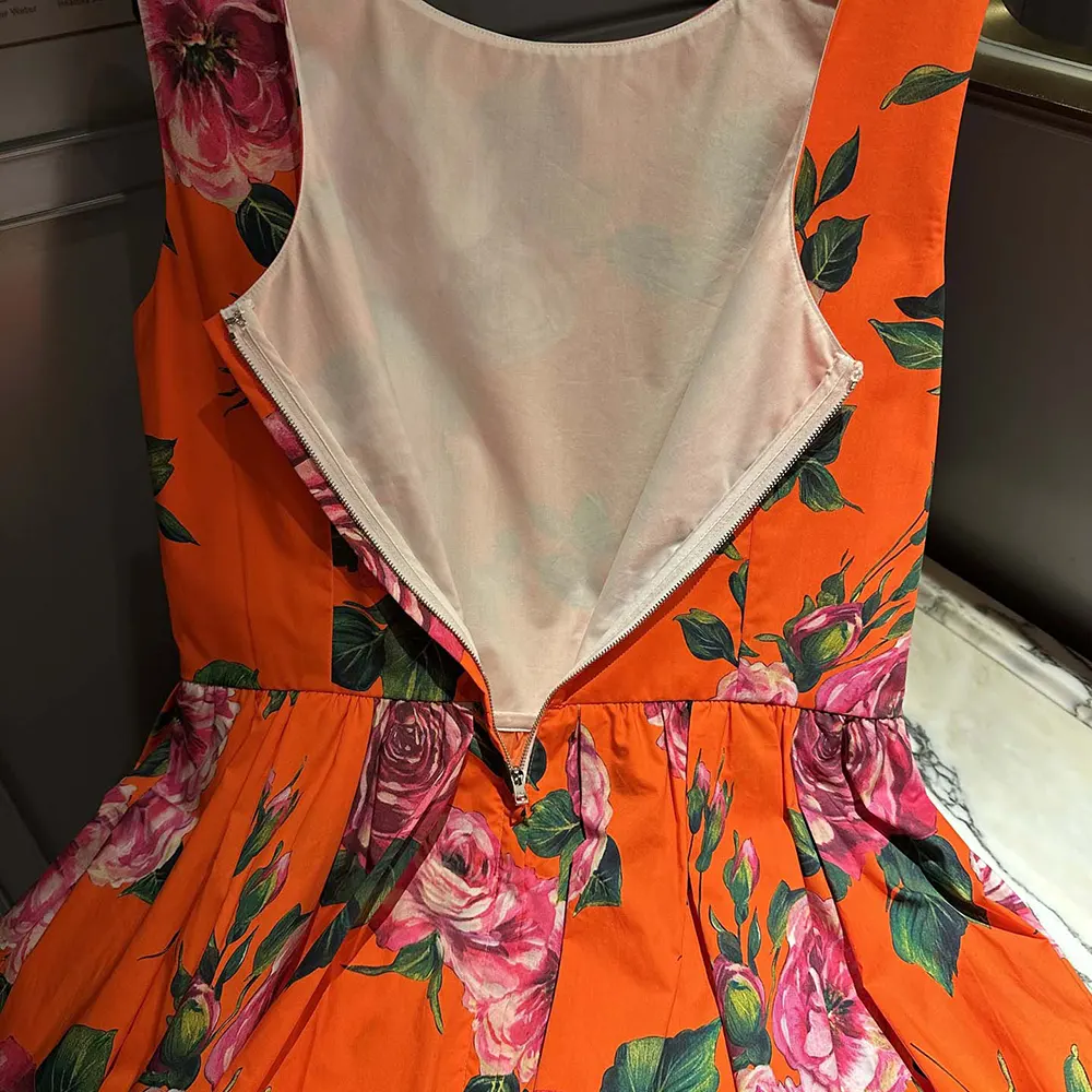 Dolce Gabbana D&G Women Cotton Calf-length Babydoll Dress with Rose Print - image 10