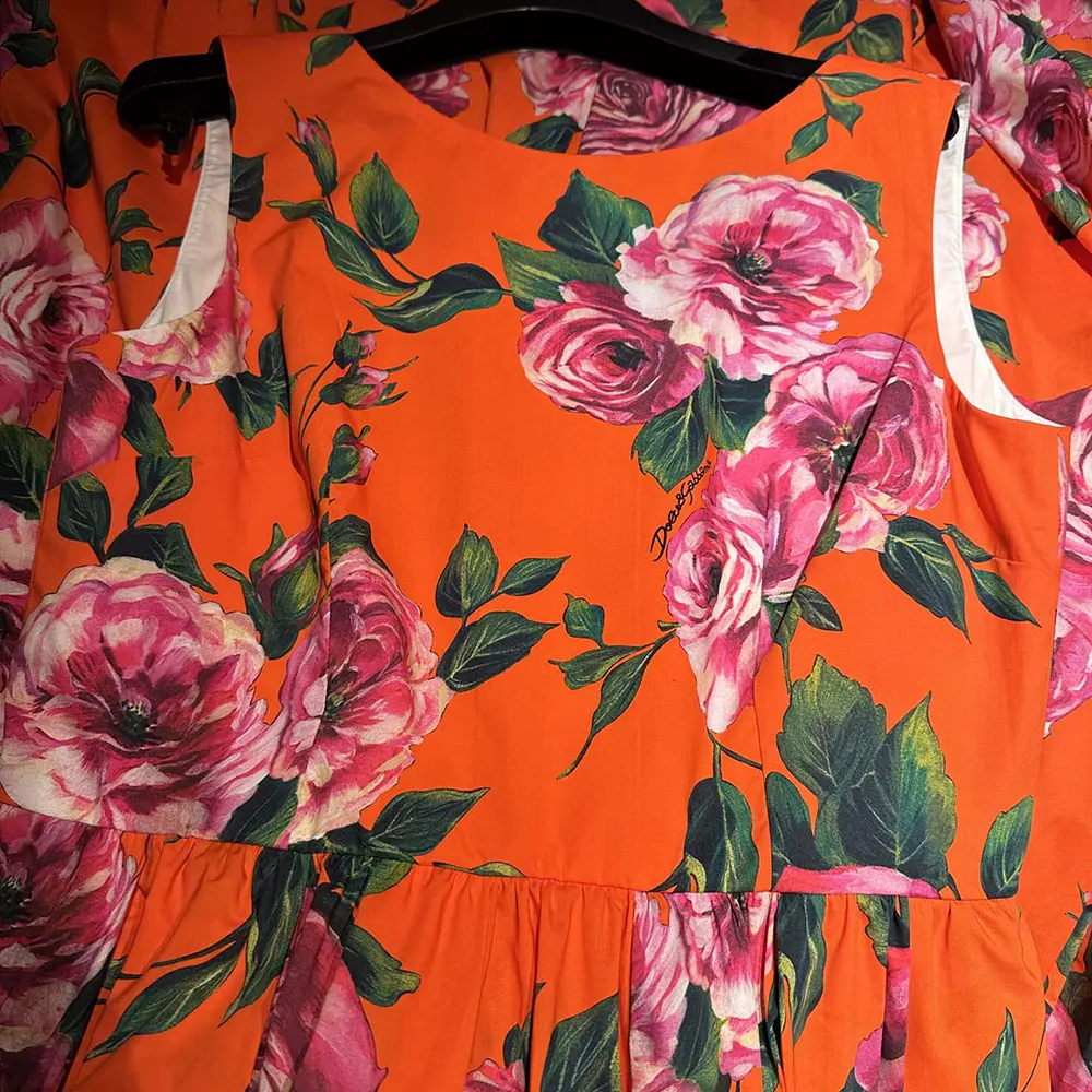 Dolce Gabbana D&G Women Cotton Calf-length Babydoll Dress with Rose Print - image 5