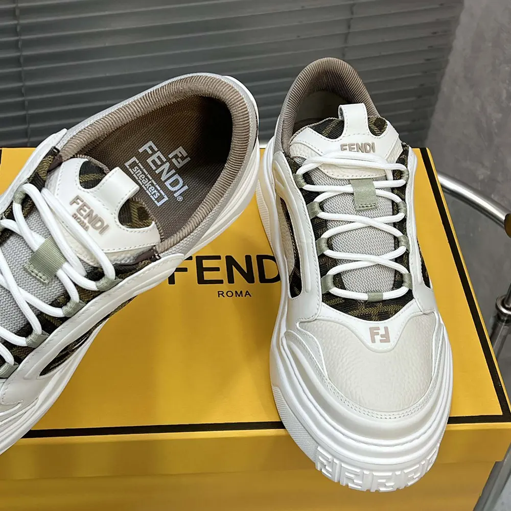 Fendi Unisex Force Sneakers White Leather Low-tops - image 9
