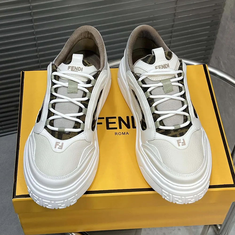Close-up of embroidered logo on Fendi Unisex Force Sneakers