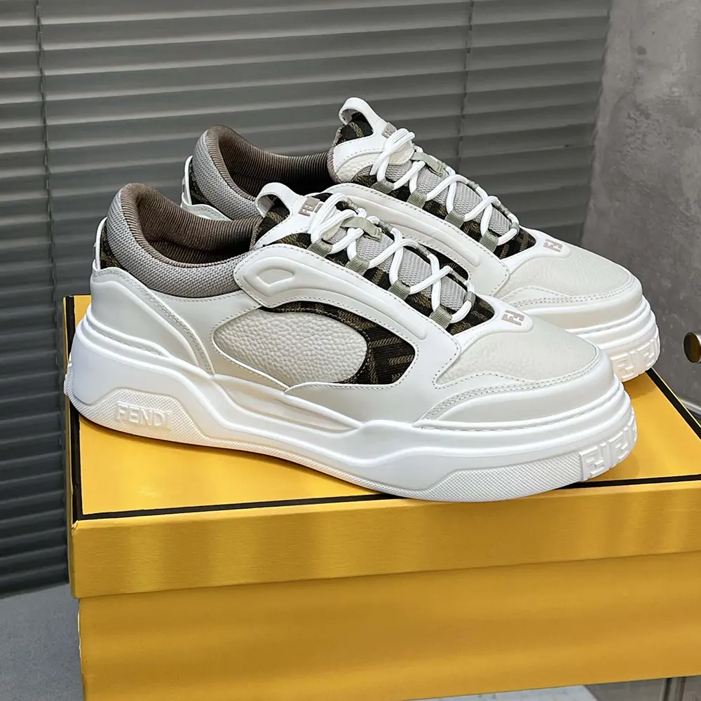 Fendi Unisex Force Sneakers White Leather Low-tops - image 5