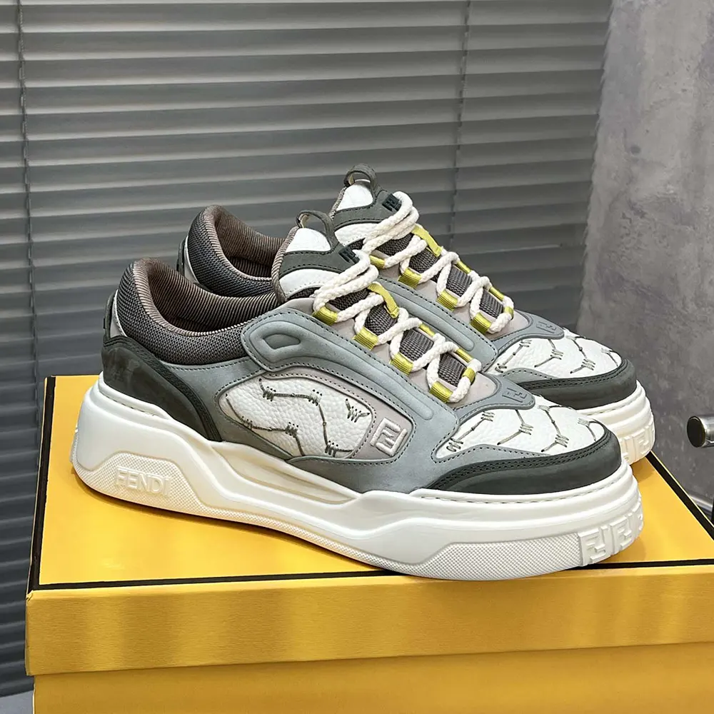 Top view showing lace closure on Fendi Unisex Force Sneakers low-tops