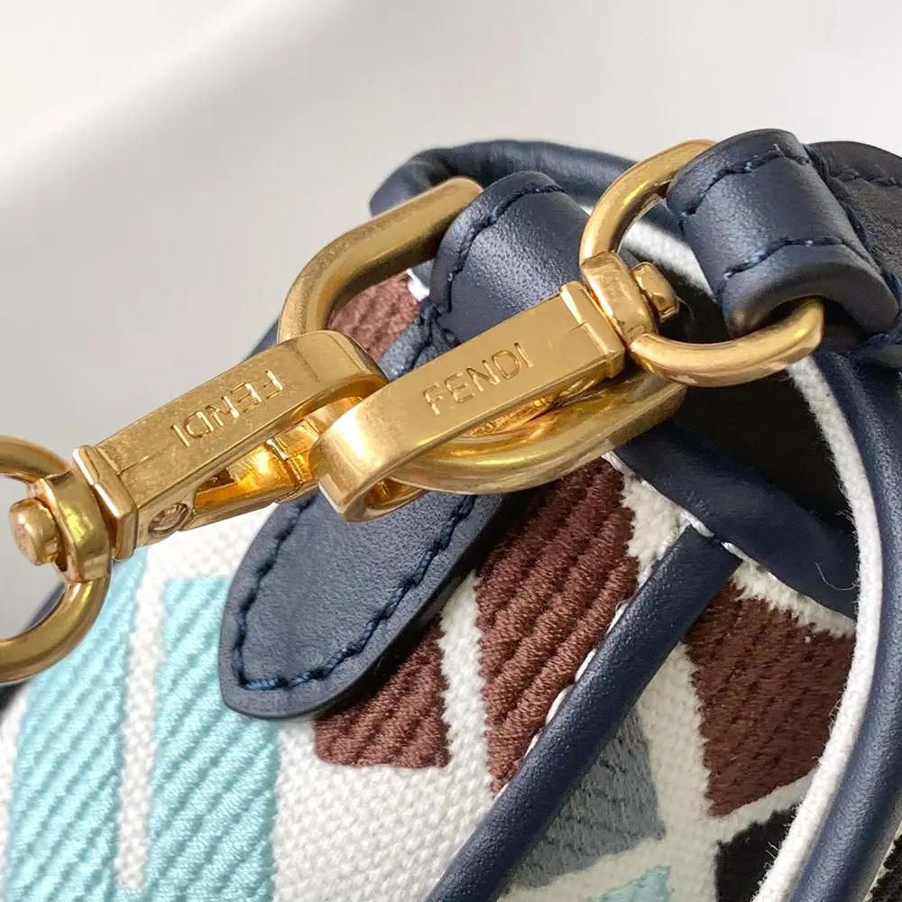 Fendi Women Baguette Mini Canvas Bag with Multicolor FF Embroidery - image 6