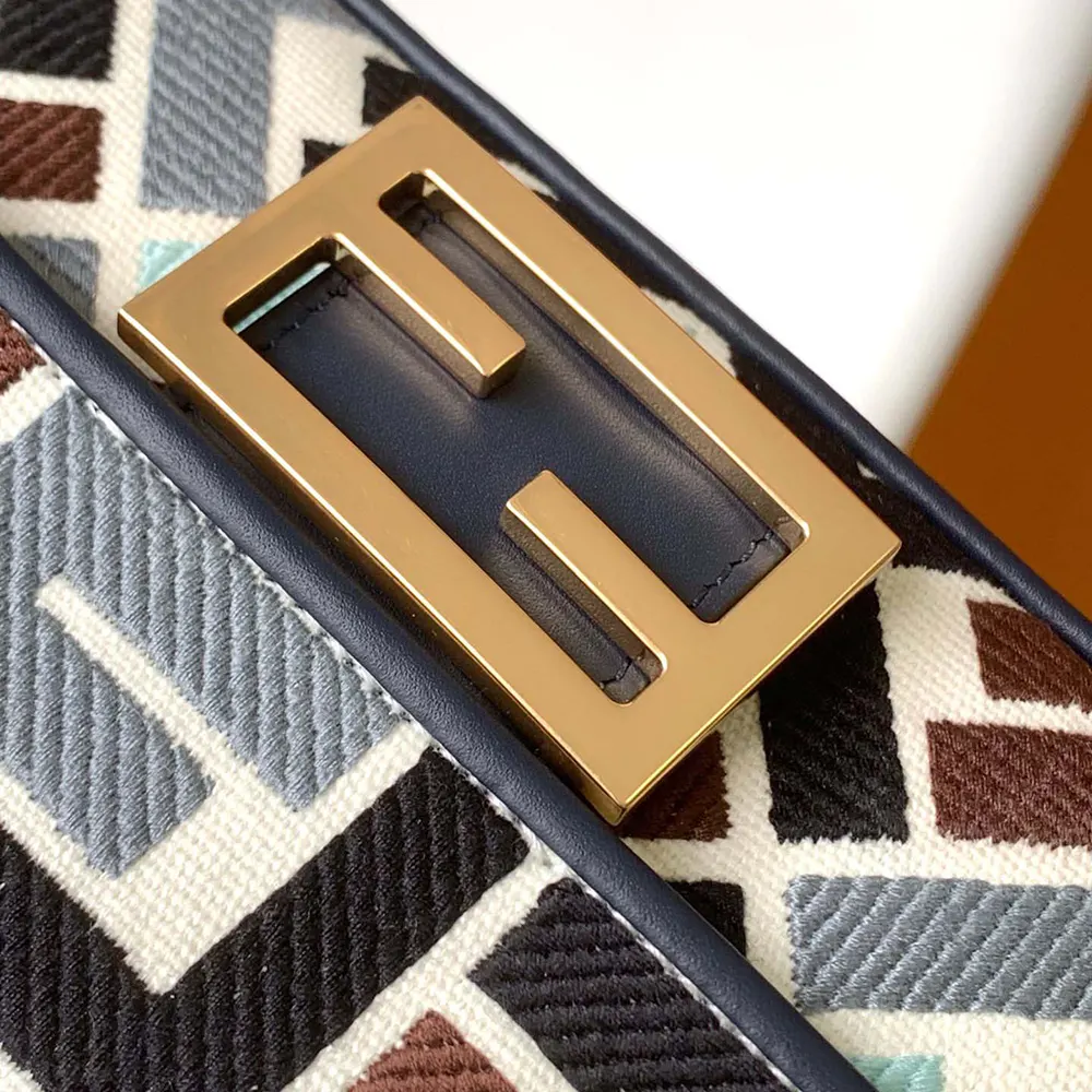 Fendi Women Baguette Mini Canvas Bag with Multicolor FF Embroidery - image 7