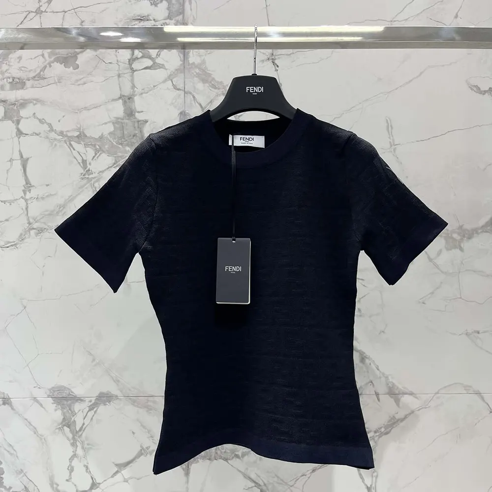 Close-up of Fendi Women Black FF Viscose Sweater ribbed cuffs detail