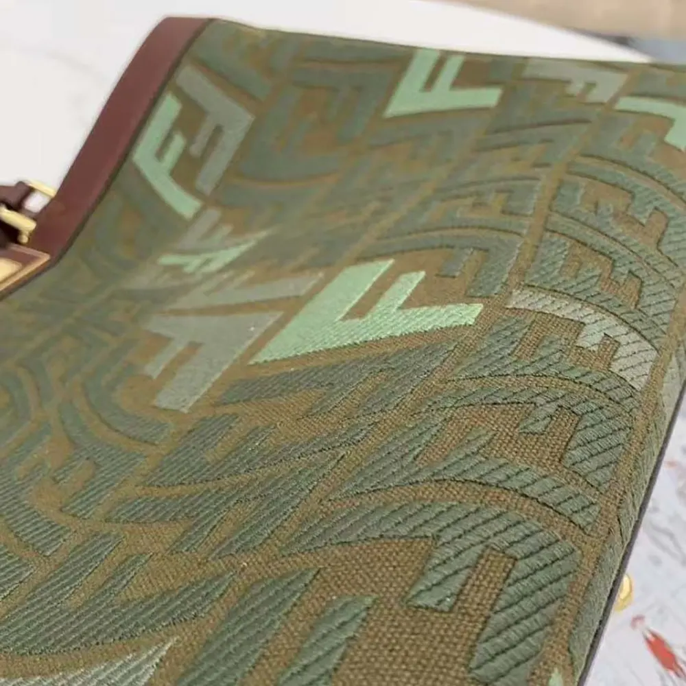Fendi Women Peekaboo X-Tote Embroidered Green Canvas Bag - image 6