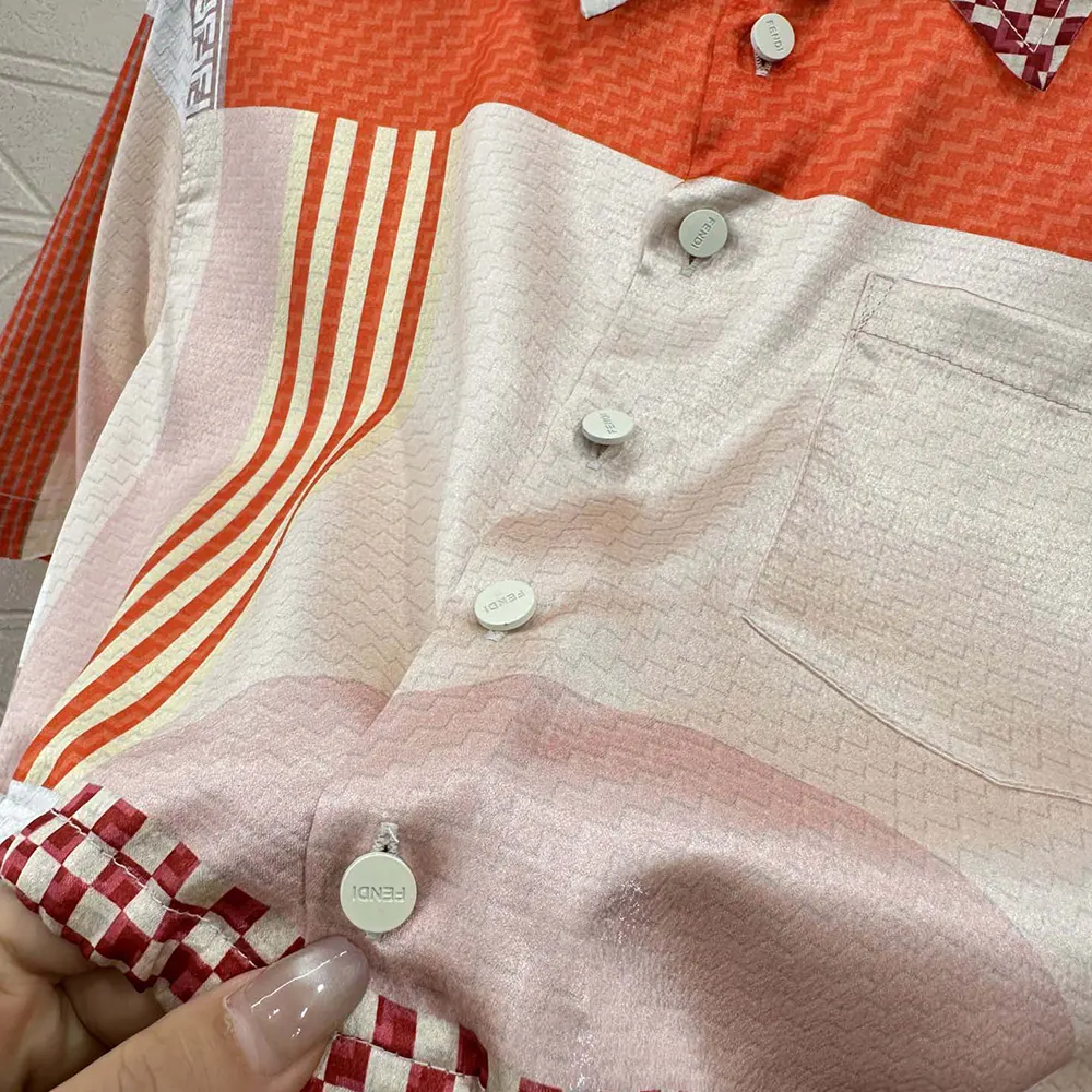 Fendi Women Pink Silk Shirt with Patchwork Print - image 5
