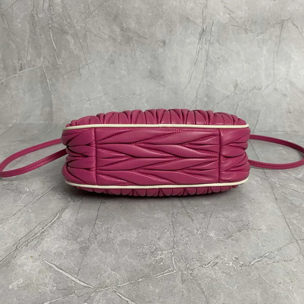 Miu Miu Women Wander Matelassé Nappa Leather Bag-Pink/White - image 5