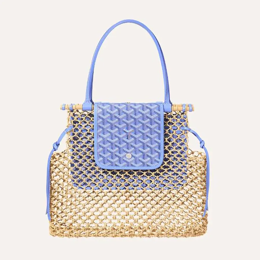 Front view of Goyard Women Aligre Bag-Blue with flap closed