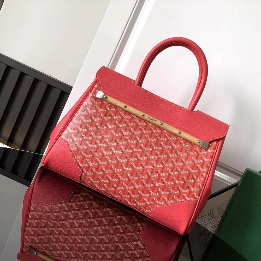 Side angle showing spacious interior of Goyard Women Saïgon Tote Bag-Pink