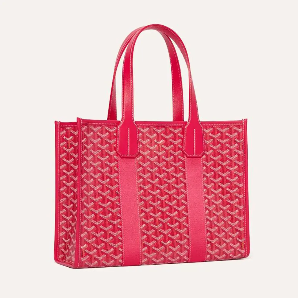 Front view of Goyard Women Villette Tote Bag PM-Pink with zipper closed