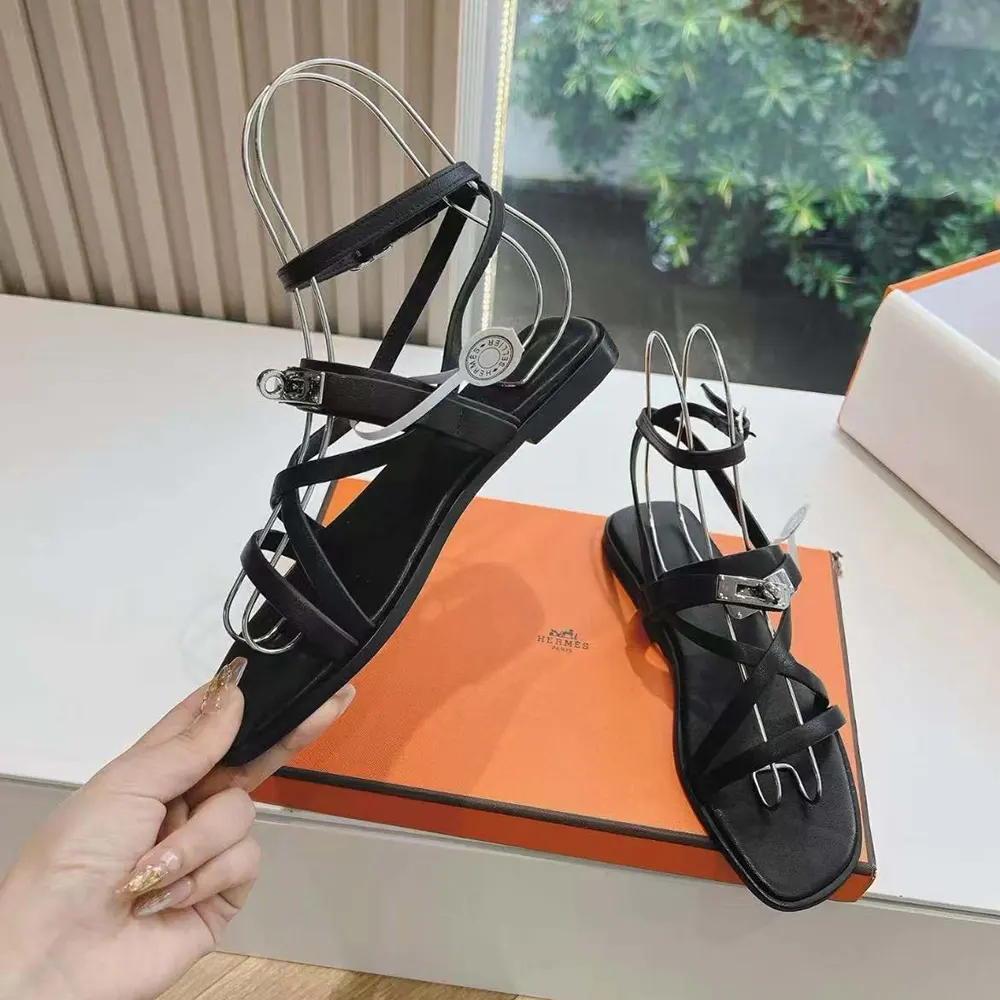 Hermes Women June Sandal in Calfskin-Black H242104Zv02360 - image 5