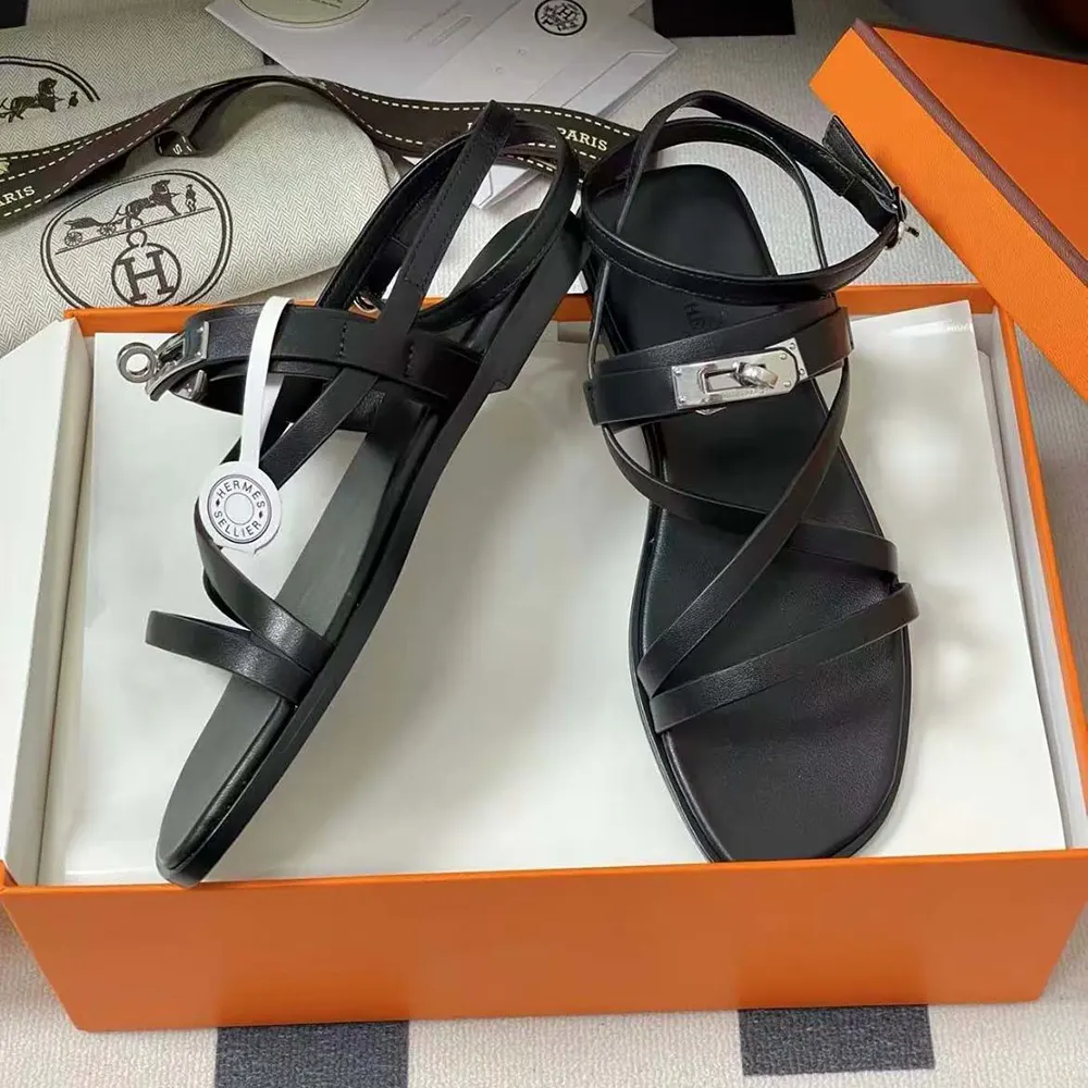 Hermes Women June Sandal in Calfskin-Black H242104Zv02360 - image 6