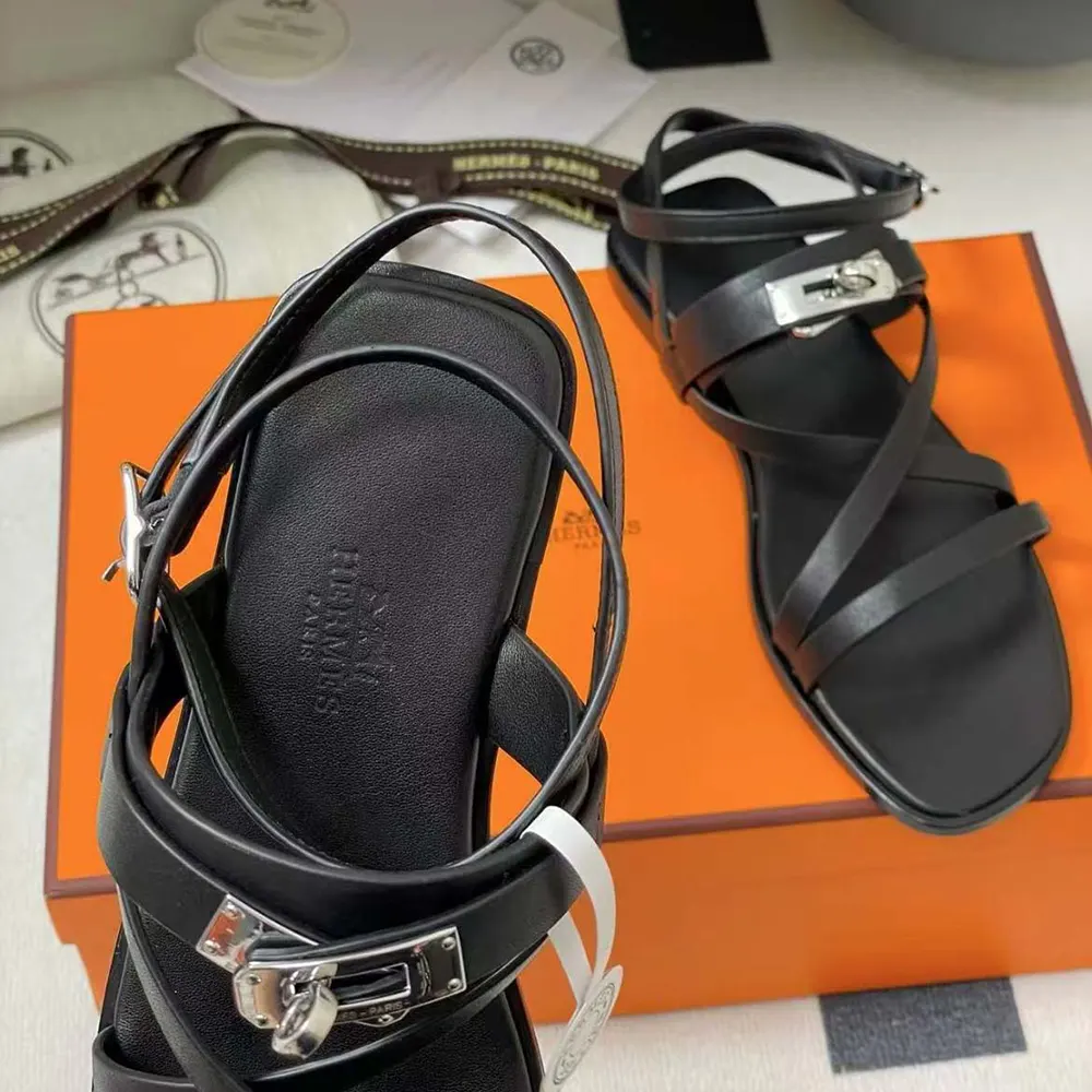 Hermes Women June Sandal in Calfskin-Black H242104Zv02360 - image 7
