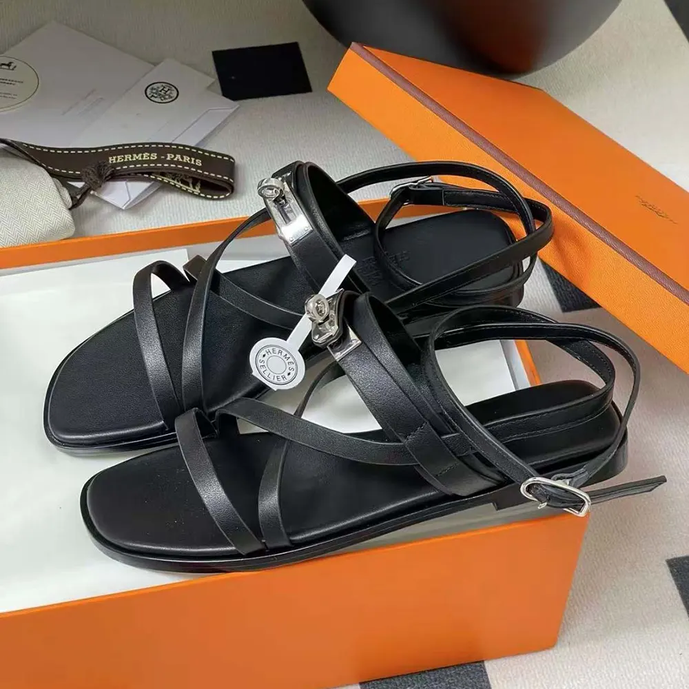Hermes Women June Sandal in Calfskin-Black H242104Zv02360 - image 8