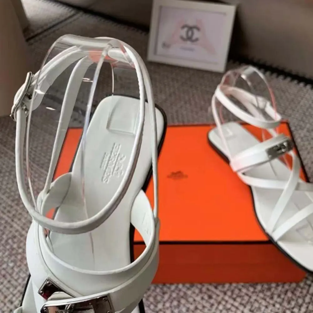 Hermes Women June Sandal in Calfskin-White H242104Zv90360 - image 6