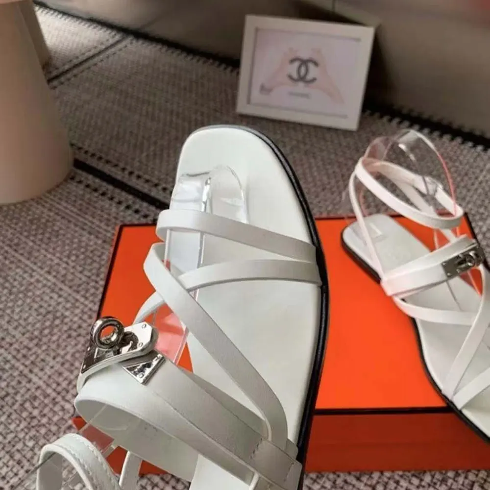 Hermes Women June Sandal in Calfskin-White H242104Zv90360 - image 5
