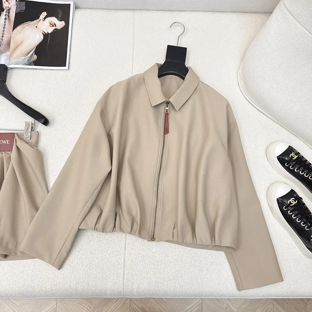 Close-up detail of Loewe Women Draped Jacket fabric and hardware