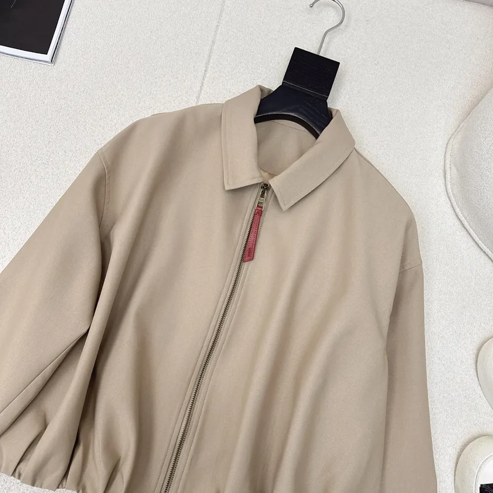 Loewe Women Draped Jacket in Cotton and Silk-Khaki Brown - image 5