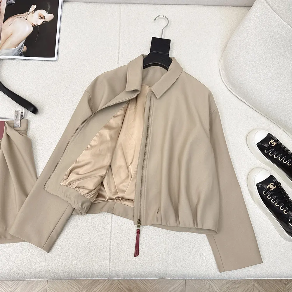 Loewe Women Draped Jacket in Cotton and Silk-Khaki Brown - image 4
