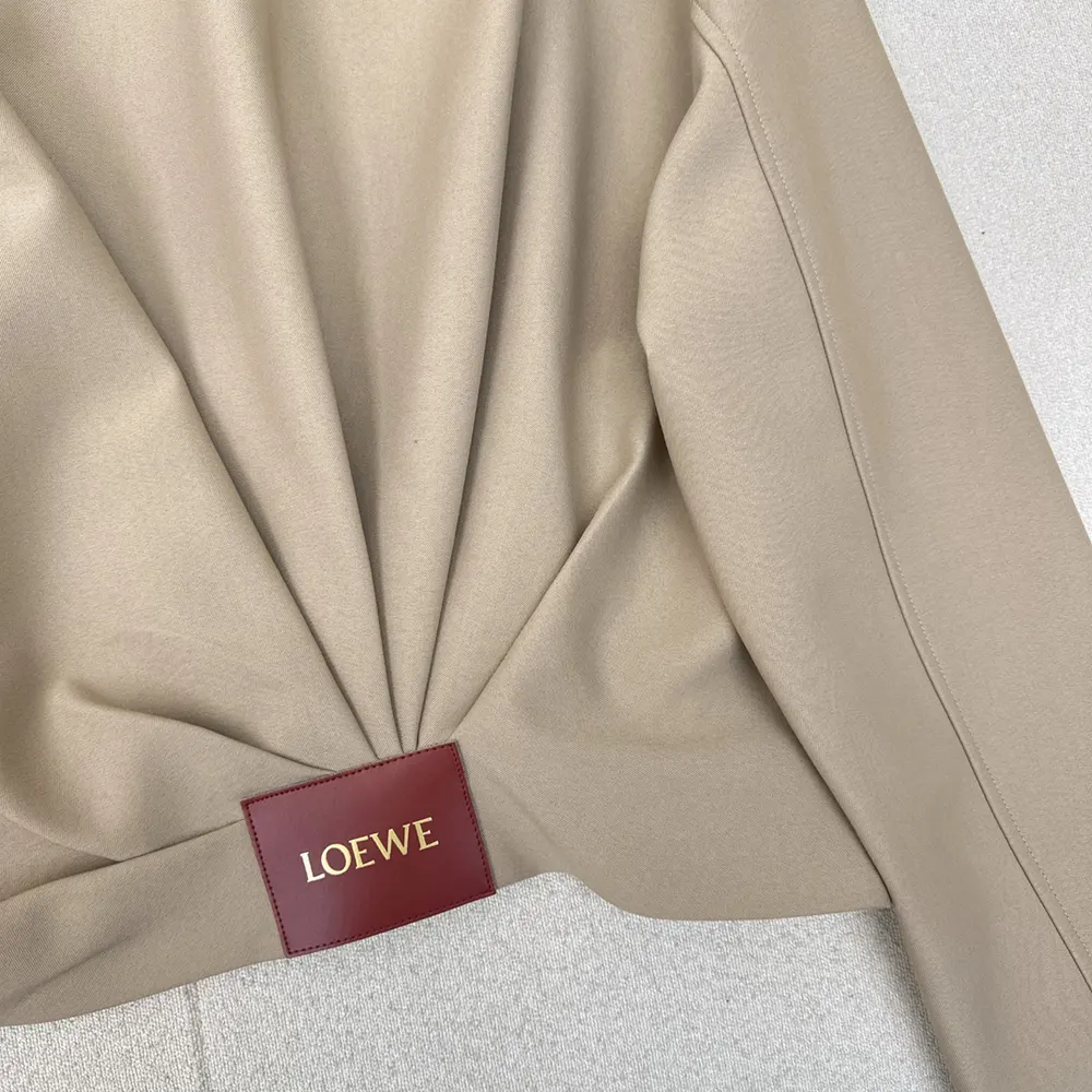Loewe Women Draped Jacket in Cotton and Silk-Khaki Brown - image 9