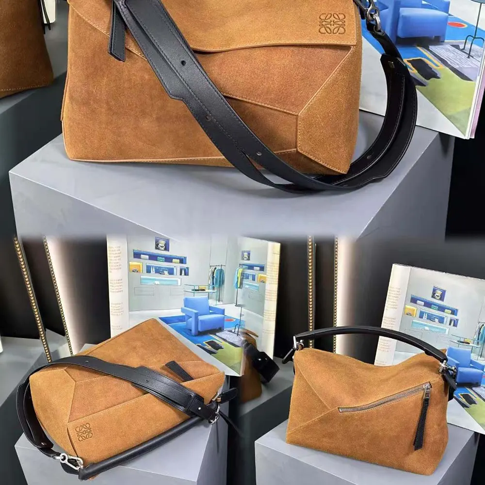 Loewe Unisex Puzzle Bag in Suede Calfskin-Brown - image 7